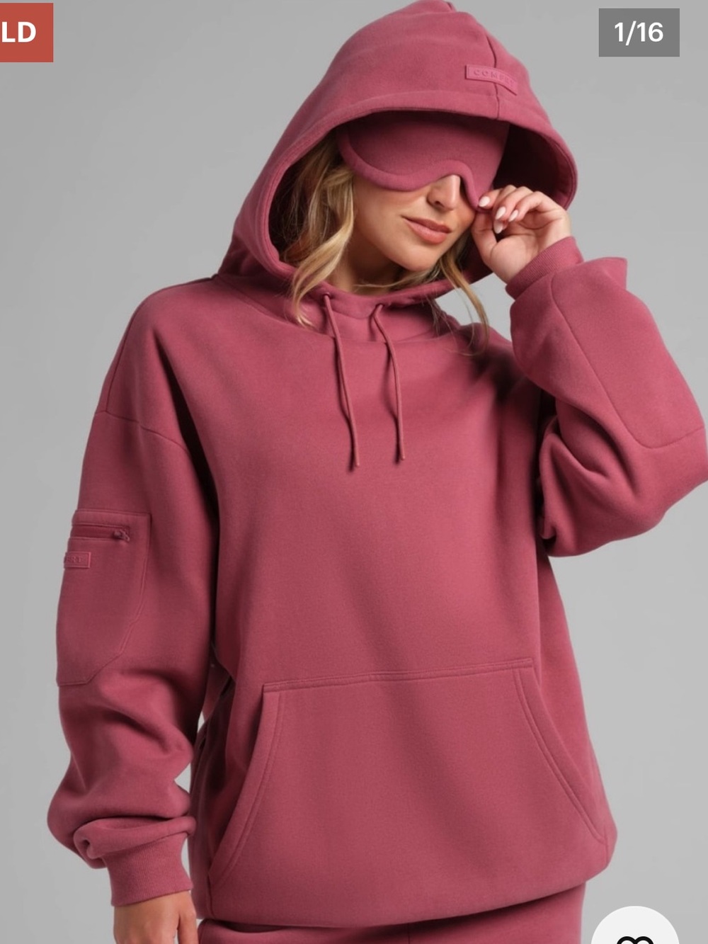 Comfrt Airplane Mode Travel Hoodie Pullover Cozy Sweatshirt Berry Pink size XS